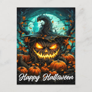Happy Halloween Sinister Illumination Mad Pumpkin Postkarte
