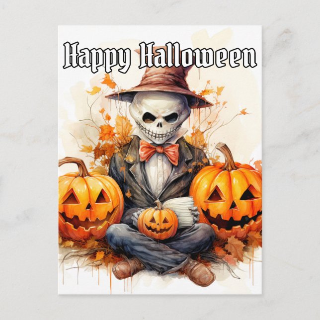 Happy Halloween Sinister Witch Doctor Illustration Postkarte (Vorderseite)