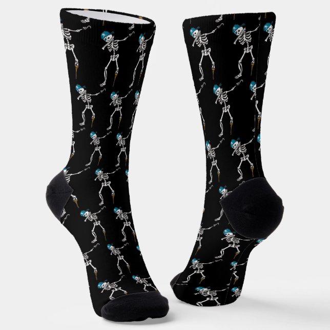 Happy Halloween Skeleton Pirate Dabbing Family Socken (Gewinkelt)