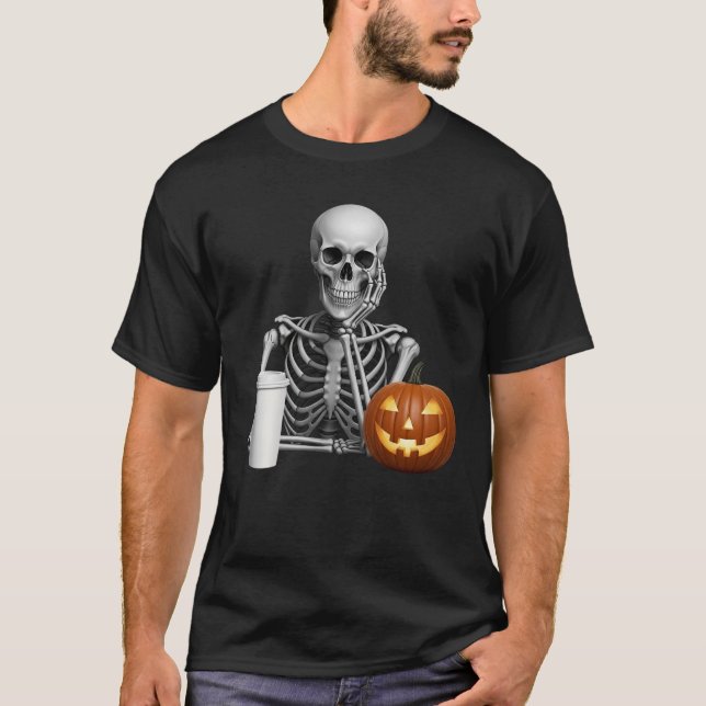 Happy Halloween Skeleton Pumpkin Gewürz Beängstige T-Shirt (Vorderseite)