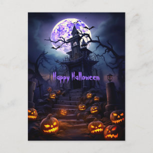 Happy Halloween Skeleton Skull Spuk House Postkarte