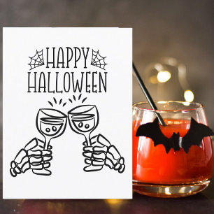 Happy Halloween Skeleton Wine Toast Modernes Desig Karte
