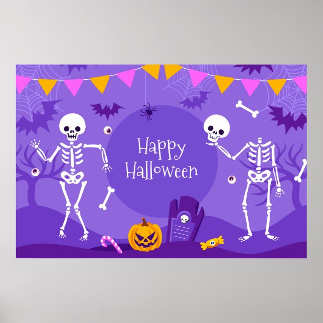 Happy Halloween Skeletons Poster (Vorne)