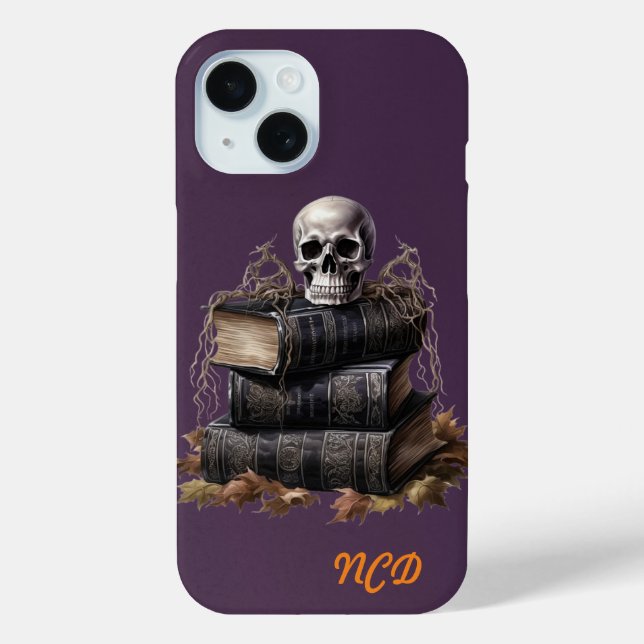 Happy Halloween Skull and Books Custom Case-Mate iPhone Hülle (Rückseite)