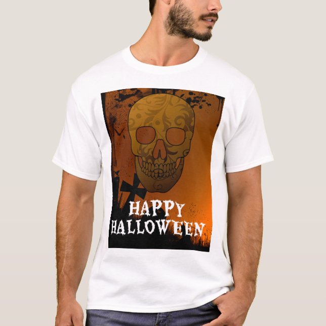 Happy Halloween Skull Decoration Design T-Shirt (Vorderseite)