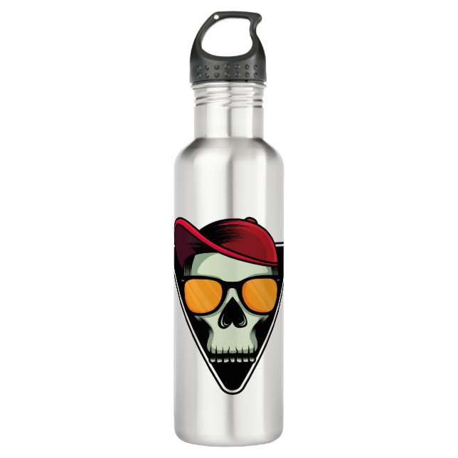 Happy Halloween Skull Edelstahlflasche (Vorderseite)