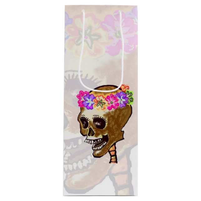 Happy Halloween Skull Geschenktüte Für Weinflaschen (Vorderseite)