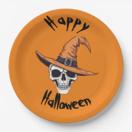 Happy Halloween Skull Paper Plate Pappteller