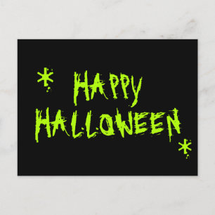 Happy Halloween Slimy Neon grün und schwarz spooky Postkarte