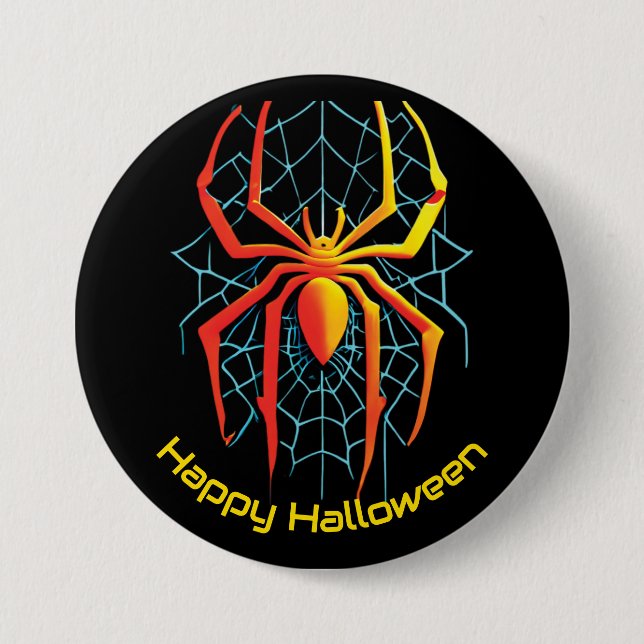 Happy Halloween Spider Web Button (Vorderseite)