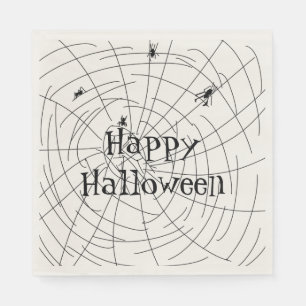 Happy Halloween Spider Web Doodle Illustration Serviette