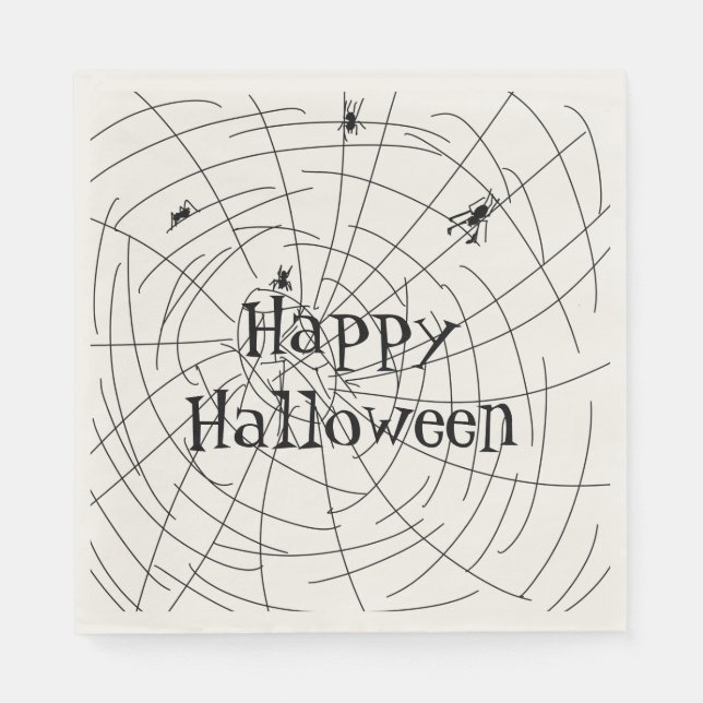 Happy Halloween Spider Web Doodle Illustration Serviette (Vorderseite)