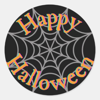 Happy Halloween Spider Web Runder Aufkleber