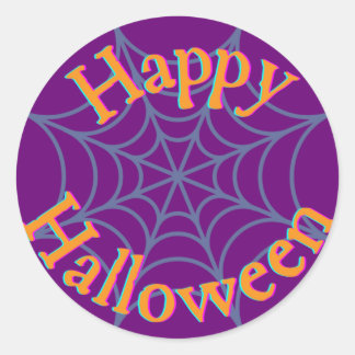 Happy Halloween Spider Web Runder Aufkleber