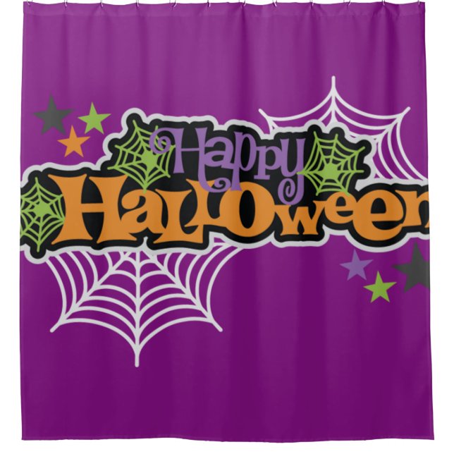 Happy Halloween Spider Webs Duschvorhang (Vorderseite)