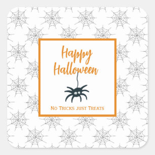 Happy Halloween Spinnennetz kein Trick nur Leckere Quadratischer Aufkleber