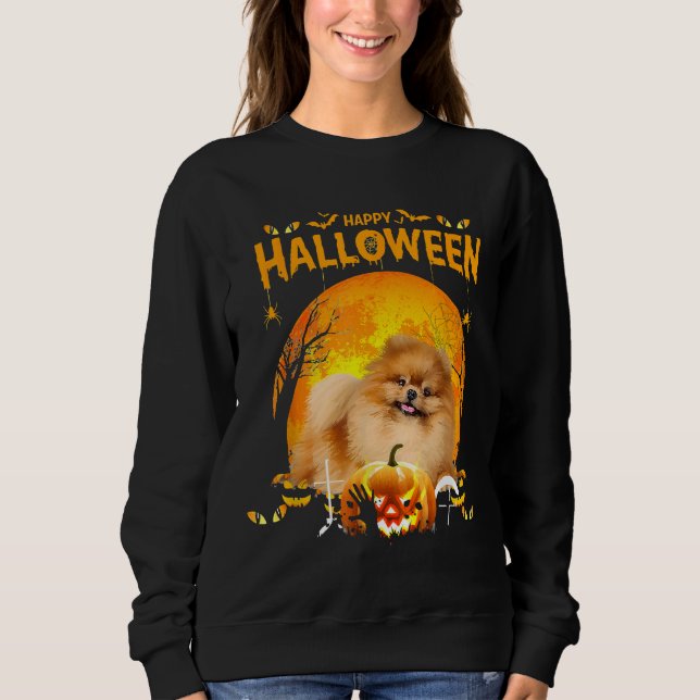 Happy Halloween Spitz Dog Pumpkin Kostüme Th Sweatshirt (Vorderseite)