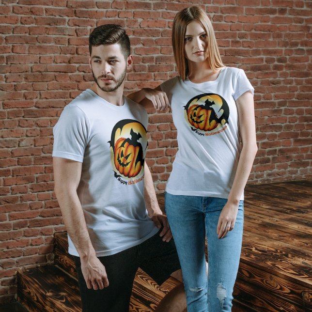 Happy Halloween Spooky Beängstigend Pumpkin Bat T-Shirt (Von Creator hochgeladen)