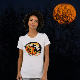 Happy Halloween Spooky Beängstigend Pumpkin Bat Wo T-Shirt