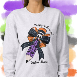 Happy Halloween Spooky Bleistift Anpassbare Lehrer Sweatshirt