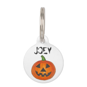 Happy Halloween Spooky Carved Pumpkin Pet Tag Tiermarke