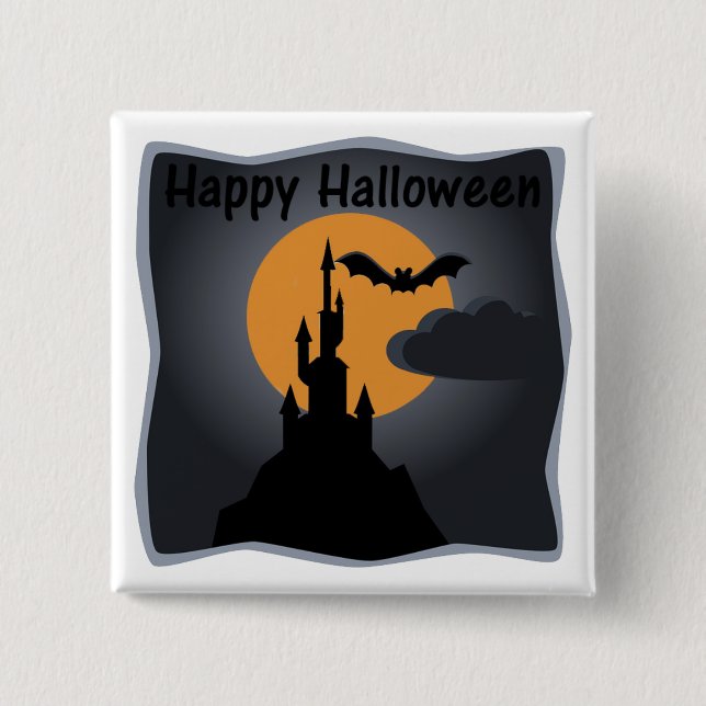Happy Halloween Spooky Castle Button (Vorderseite)