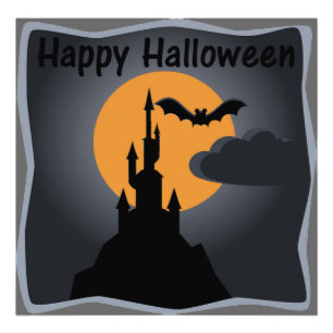Happy Halloween Spooky Castle Foto Print