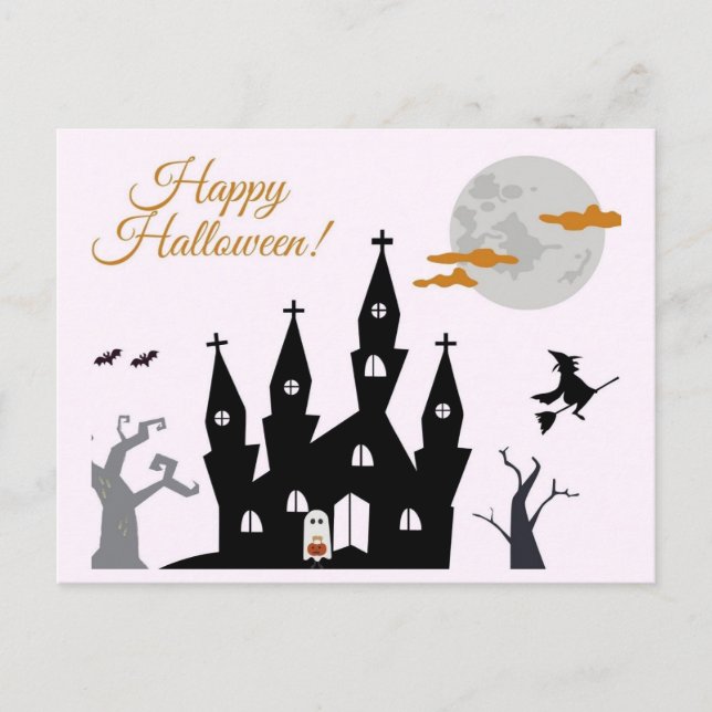 Happy Halloween Spooky Castle Postkarte (Vorderseite)