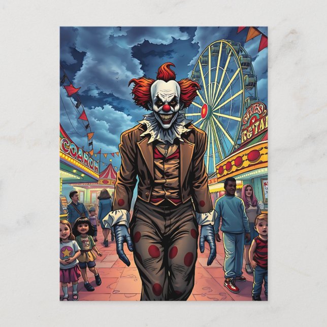 Happy Halloween | Spooky Clown Postkarte (Vorderseite)