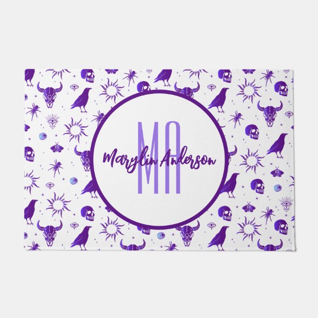 HAPPY HALLOWEEN SPOOKY CUSTOMIZABLE MONOGRAMM FUßMATTE (Vorderseite)