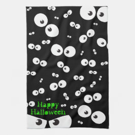Happy Halloween Spooky Eye Fun Black Illustration Geschirrtuch