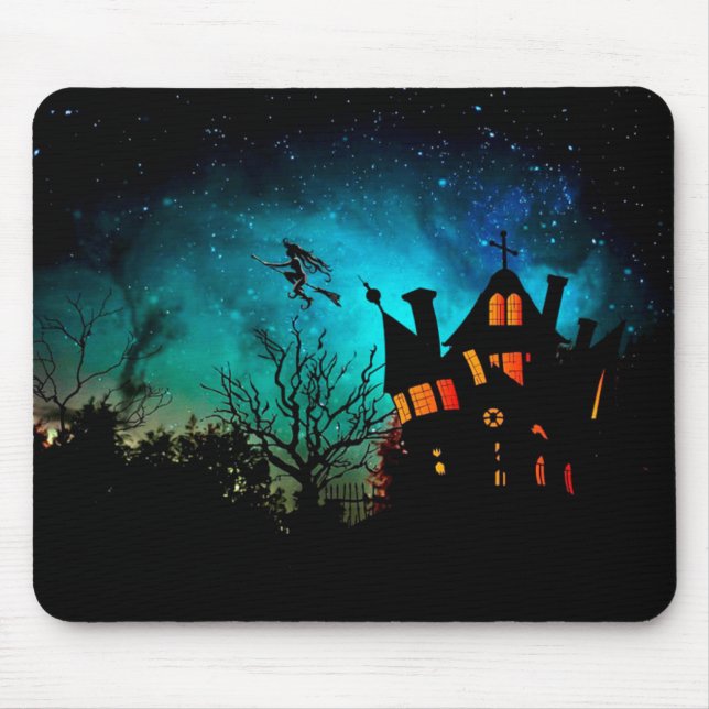 Happy Halloween Spooky Flying Hexe Mousepad (Vorne)