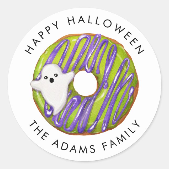Happy Halloween Spooky Ghost Donut Runder Aufkleber (Vorderseite)