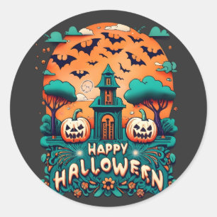 Happy Halloween   Spooky Halloween Runder Aufkleber