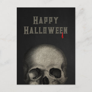 Happy Halloween Spooky Human Skull Postkarte