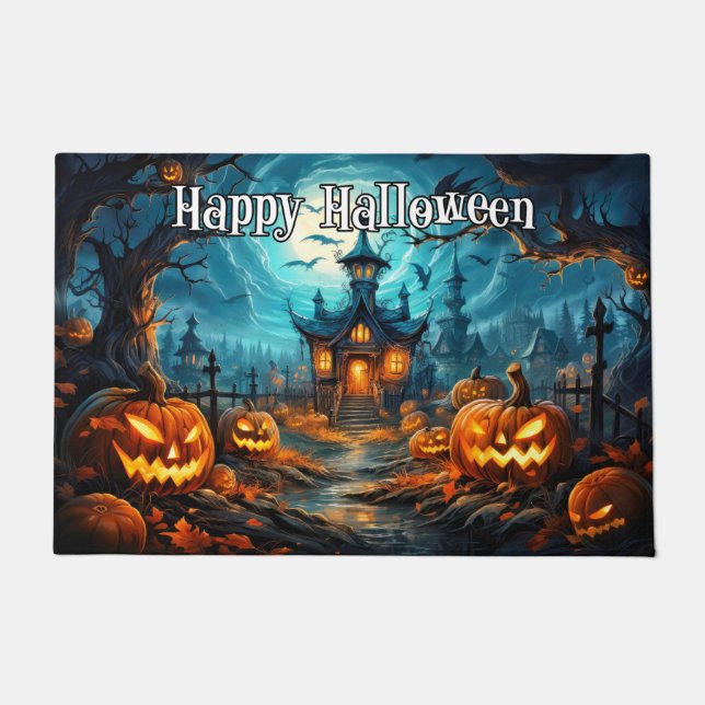 Happy Halloween | Spooky Illuminving Pumpkins Fußmatte (Vorderseite)
