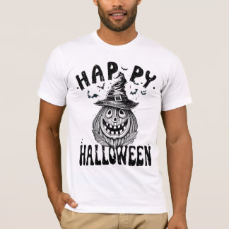 Happy Halloween, Spooky Kürbis mit Hut T-Shirt