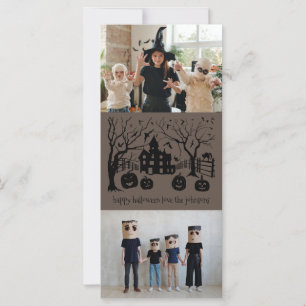 Happy Halloween Spooky Mansion Family Foto Card