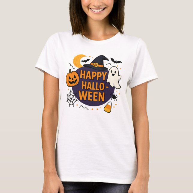 Happy Halloween Spooky Night . Funny Pumpkin T-Shirt (Vorderseite)