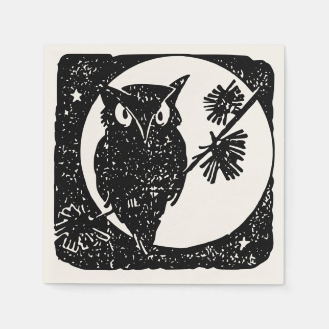 Happy Halloween Spooky Owl Paper Napkin Serviette (Vorderseite)