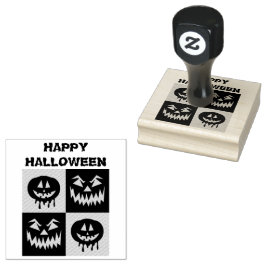 Happy Halloween Spooky Pumpkin Ghost Face Gummistempel