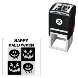 Happy Halloween Spooky Pumpkin Ghost Face Permastempel