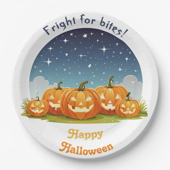Happy Halloween Spooky Pumpkin Patch Pappteller (Vorderseite)