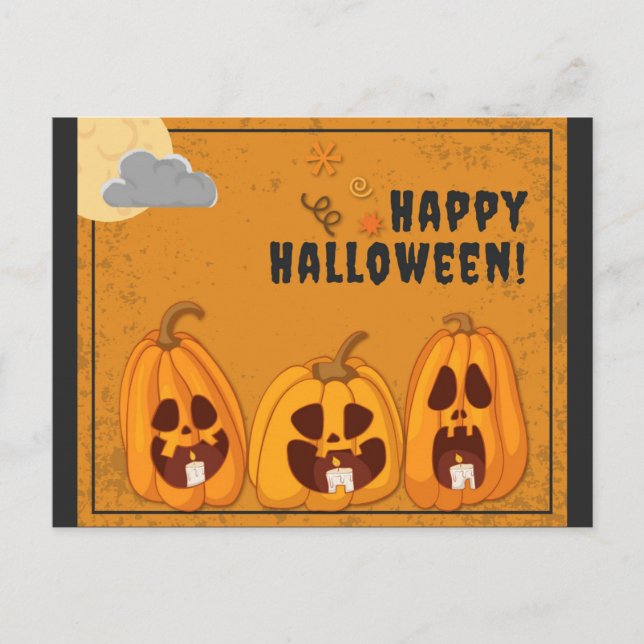 Happy Halloween Spooky Pumpkins Postkarte (Vorderseite)