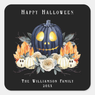 Happy Halloween Spooky Samhain Pumpkins Crystals Quadratischer Aufkleber