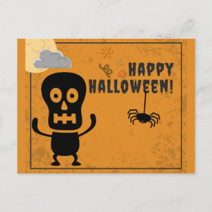 Happy Halloween Spooky Skeleton Spider Postkarte