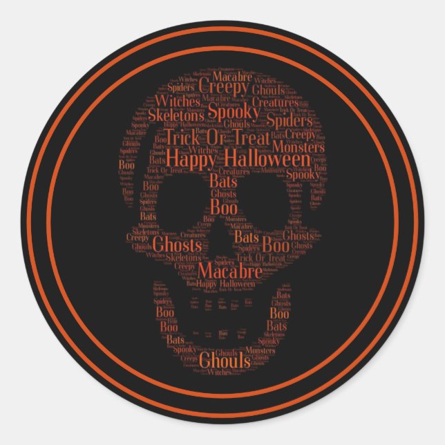 Happy Halloween Spooky Skull Runder Aufkleber (Vorderseite)