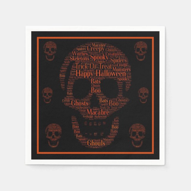 Happy Halloween Spooky Skull Serviette (Vorderseite)