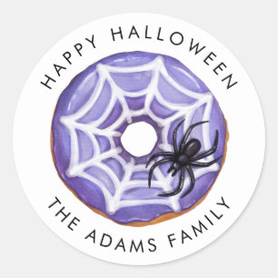 Happy Halloween Spooky Spider Donut Runder Aufkleber