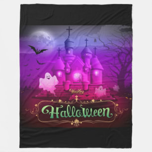 Happy Halloween Spooky Spuk House Fleecedecke